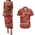 New Zealand Christmas Couples Matching Puletasi and Hawaiian Shirt Meri Kirihimete Silver Fern Knit Style Green Color - Polynesian Pride