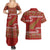 New Zealand Christmas Couples Matching Summer Maxi Dress and Hawaiian Shirt Meri Kirihimete Silver Fern Knit Style Green Color - Polynesian Pride