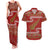 New Zealand Christmas Couples Matching Tank Maxi Dress and Hawaiian Shirt Meri Kirihimete Silver Fern Knit Style Green Color - Polynesian Pride
