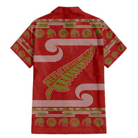 New Zealand Christmas Family Matching Mermaid Dress and Hawaiian Shirt Meri Kirihimete Silver Fern Knit Style Green Color - Polynesian Pride