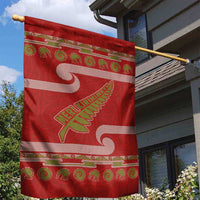 New Zealand Christmas Garden Flag Meri Kirihimete Silver Fern Knit Style Green Color - Polynesian Pride