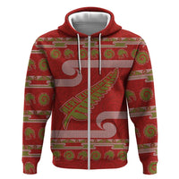 New Zealand Christmas Hoodie Meri Kirihimete Silver Fern Knit Style Green Color - Polynesian Pride