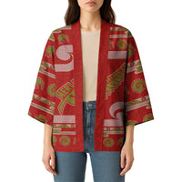 New Zealand Christmas Kimono Meri Kirihimete Silver Fern Knit Style Green Color - Polynesian Pride