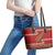 New Zealand Christmas Leather Tote Bag Meri Kirihimete Silver Fern Knit Style Green Color - Polynesian Pride
