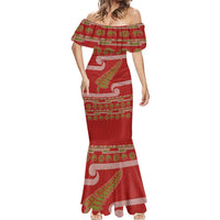 New Zealand Christmas Mermaid Dress Meri Kirihimete Silver Fern Knit Style Green Color - Polynesian Pride