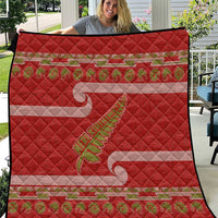 New Zealand Christmas Quilt Meri Kirihimete Silver Fern Knit Style Green Color - Polynesian Pride