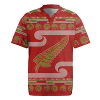 New Zealand Christmas Rugby Jersey Meri Kirihimete Silver Fern Knit Style Green Color - Polynesian Pride