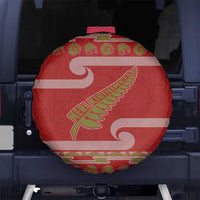 New Zealand Christmas Spare Tire Cover Meri Kirihimete Silver Fern Knit Style Green Color - Polynesian Pride