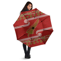 New Zealand Christmas Umbrella Meri Kirihimete Silver Fern Knit Style Green Color - Polynesian Pride