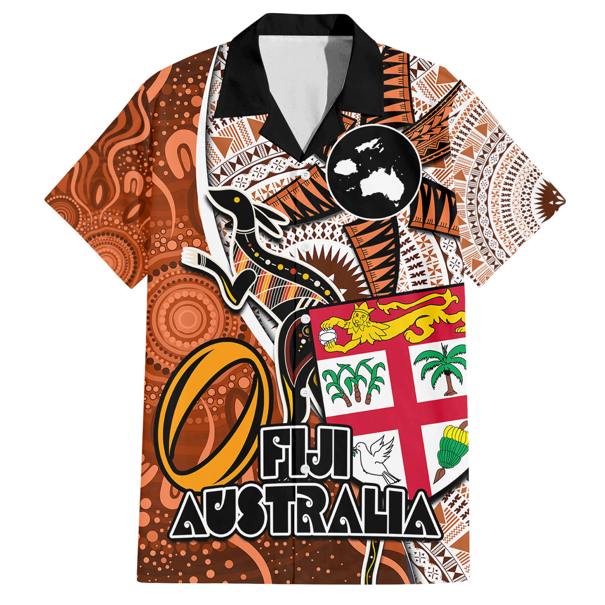 fiji-australia-rugby-family-matching-off-shoulder-maxi-dress-and-hawaiian-shirt-kangaroo-and-palm-tree-orange-tapa-pattern-mix-aboriginal