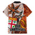 Fiji Australia Rugby Family Matching Puletasi Dress and Hawaiian Shirt Kangaroo and Palm Tree Orange Tapa Pattern Mix Aboriginal LT03 - Polynesian Pride