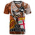 Fiji Australia Rugby T Shirt Kangaroo and Palm Tree Orange Tapa Pattern Mix Aboriginal LT03 Orange - Polynesian Pride