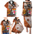 Personalised Fiji Australia Rugby Family Matching Puletasi Dress and Hawaiian Shirt Kangaroo and Palm Tree Orange Tapa Pattern Mix Aboriginal LT03 - Polynesian Pride