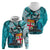 Fiji Australia Rugby Hoodie Kangaroo and Palm Tree Blue Tapa Pattern Mix Aboriginal LT03 - Polynesian Pride