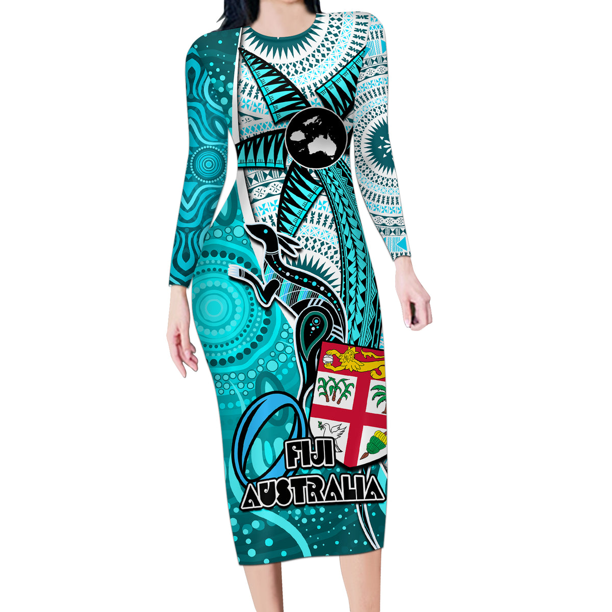 fiji-australia-rugby-long-sleeve-bodycon-dress-kangaroo-and-palm-tree-blue-tapa-pattern-mix-aboriginal