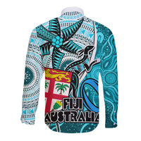 fiji-australia-rugby-long-sleeve-button-shirt-kangaroo-and-palm-tree-blue-tapa-pattern-mix-aboriginal