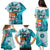 Personalised Fiji Australia Rugby Family Matching Puletasi Dress and Hawaiian Shirt Kangaroo and Palm Tree Blue Tapa Pattern Mix Aboriginal LT03 - Polynesian Pride