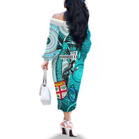 personalised-fiji-australia-rugby-off-the-shoulder-long-sleeve-dress-kangaroo-and-palm-tree-blue-tapa-pattern-mix-aboriginal