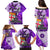 Fiji Australia Rugby Family Matching Puletasi Dress and Hawaiian Shirt Kangaroo and Palm Tree Purple Tapa Pattern Mix Aboriginal LT03 - Polynesian Pride