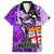 Fiji Australia Rugby Family Matching Puletasi Dress and Hawaiian Shirt Kangaroo and Palm Tree Purple Tapa Pattern Mix Aboriginal LT03 Dad's Shirt - Short Sleeve Purple - Polynesian Pride