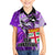 Fiji Australia Rugby Family Matching Puletasi Dress and Hawaiian Shirt Kangaroo and Palm Tree Purple Tapa Pattern Mix Aboriginal LT03 Son's Shirt Purple - Polynesian Pride