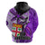 Fiji Australia Rugby Hoodie Kangaroo and Palm Tree Purple Tapa Pattern Mix Aboriginal LT03 - Polynesian Pride