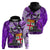 Fiji Australia Rugby Hoodie Kangaroo and Palm Tree Purple Tapa Pattern Mix Aboriginal LT03 - Polynesian Pride