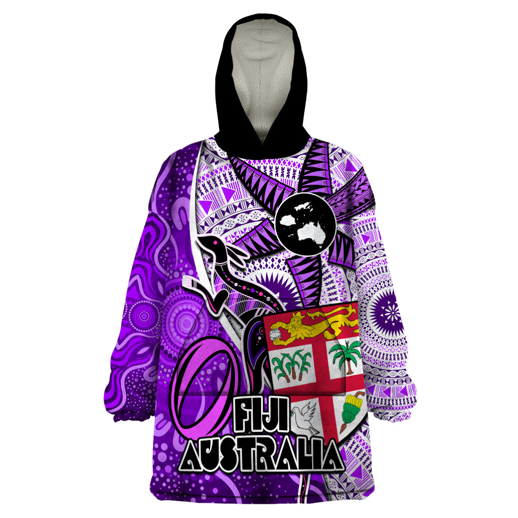 fiji-australia-rugby-wearable-blanket-hoodie-kangaroo-and-palm-tree-purple-tapa-pattern-mix-aboriginal