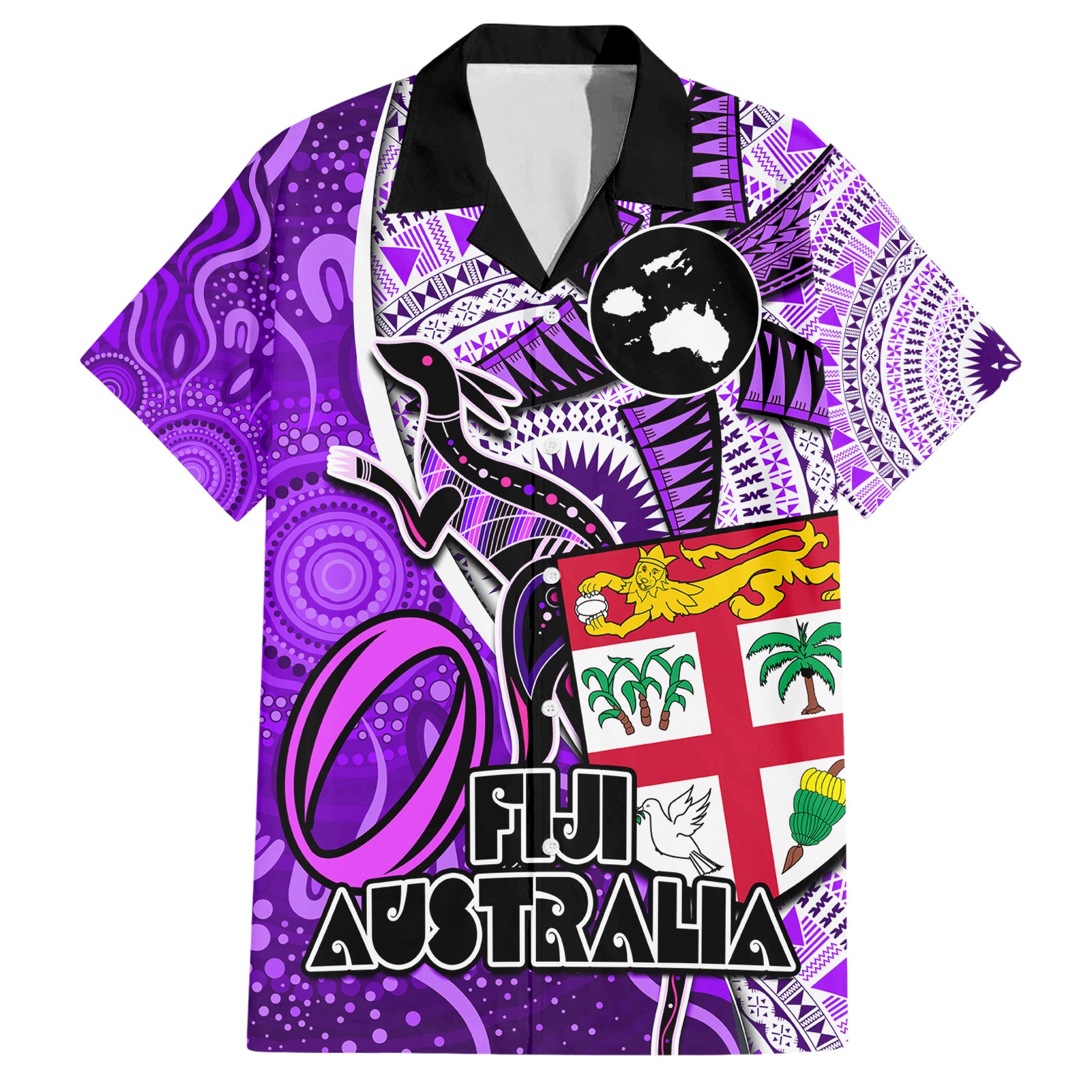 personalised-fiji-australia-rugby-hawaiian-shirt-kangaroo-and-palm-tree-purple-tapa-pattern-mix-aboriginal