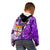 Personalised Fiji Australia Rugby Kid Hoodie Kangaroo and Palm Tree Purple Tapa Pattern Mix Aboriginal LT03 - Polynesian Pride