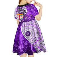 personalised-fiji-australia-rugby-kid-short-sleeve-dress-kangaroo-and-palm-tree-purple-tapa-pattern-mix-aboriginal