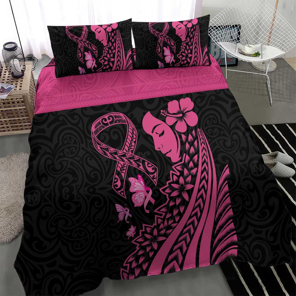 Breast Cancer Awareness Bedding Set Think Pink Polynesian Ribbon and Butterfly