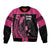 Breast Cancer Awareness Bomber Jacket Think Pink Polynesian Ribbon and Butterfly