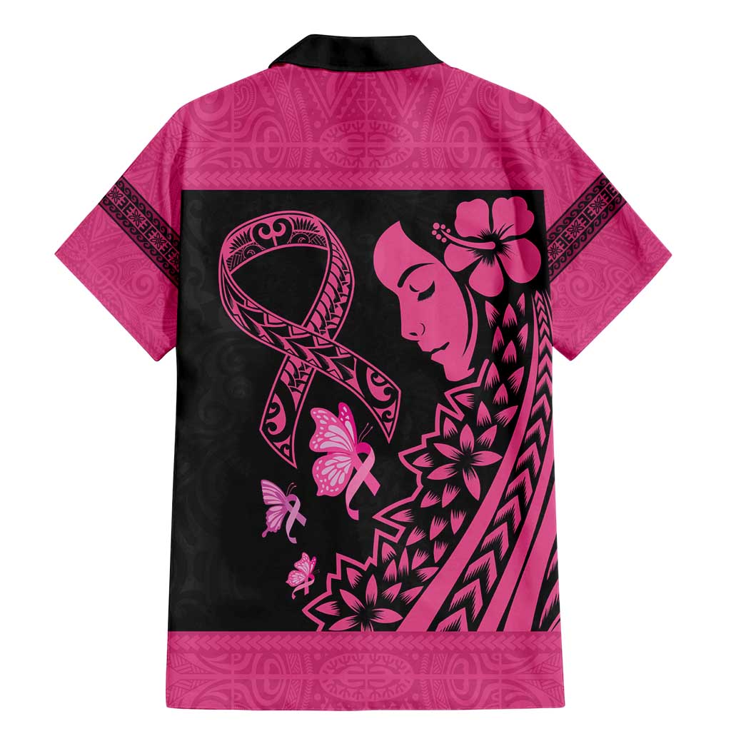 Breast Cancer Awareness Family Matching Mermaid Dress and Hawaiian Shirt Think Pink Polynesian Ribbon and Butterfly