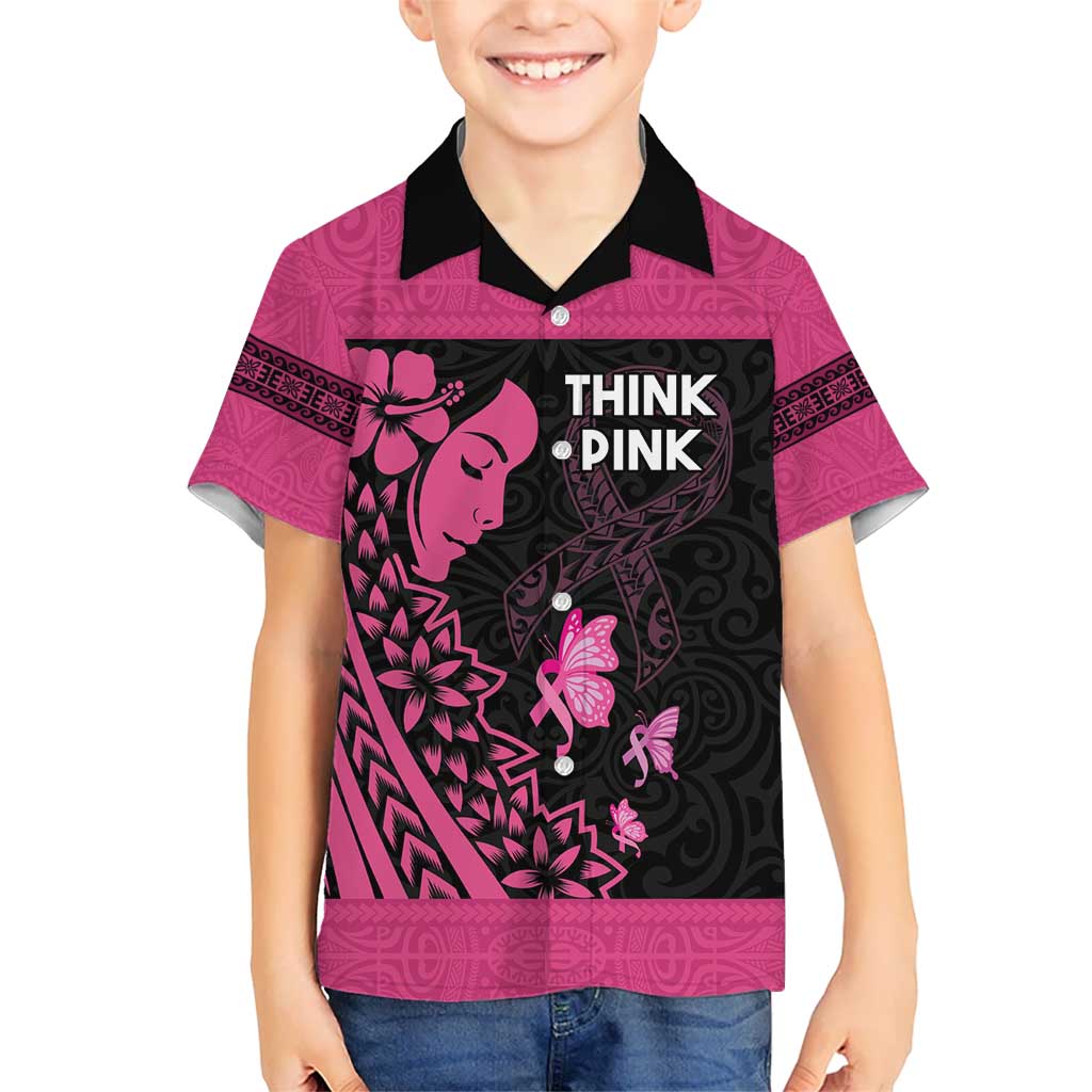Breast Cancer Awareness Hawaiian Shirt Think Pink Polynesian Ribbon and Butterfly LT03 - Polynesian Pride
