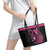 Breast Cancer Awareness Leather Tote Bag Think Pink Polynesian Ribbon and Butterfly