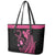 Breast Cancer Awareness Leather Tote Bag Think Pink Polynesian Ribbon and Butterfly