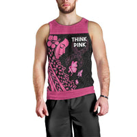Breast Cancer Awareness Men Tank Top Think Pink Polynesian Ribbon and Butterfly