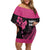 Breast Cancer Awareness Off Shoulder Short Dress Think Pink Polynesian Ribbon and Butterfly