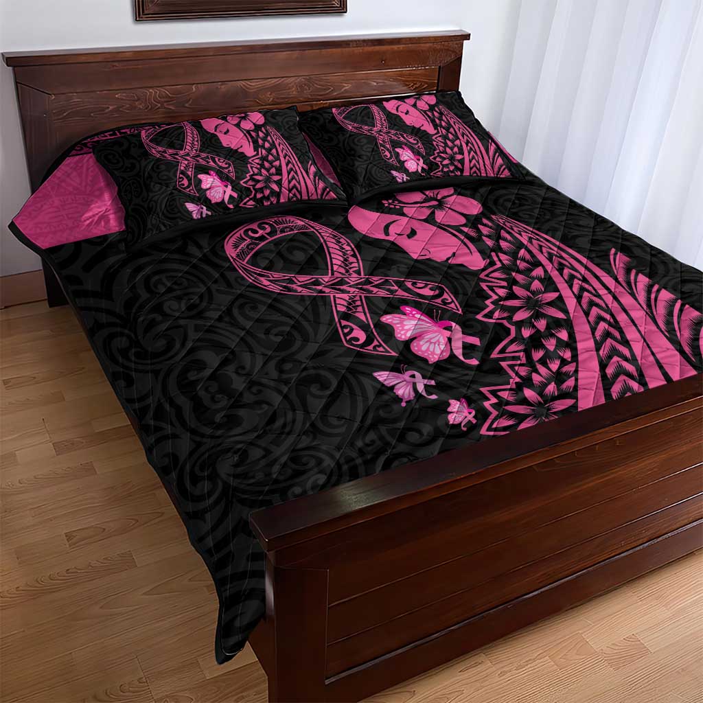 Breast Cancer Awareness Quilt Bed Set Think Pink Polynesian Ribbon and Butterfly