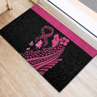 Breast Cancer Awareness Rubber Doormat Think Pink Polynesian Ribbon and Butterfly