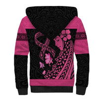 Breast Cancer Awareness Sherpa Hoodie Think Pink Polynesian Ribbon and Butterfly
