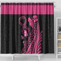 Breast Cancer Awareness Shower Curtain Think Pink Polynesian Ribbon and Butterfly