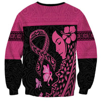 Breast Cancer Awareness Sweatshirt Think Pink Polynesian Ribbon and Butterfly