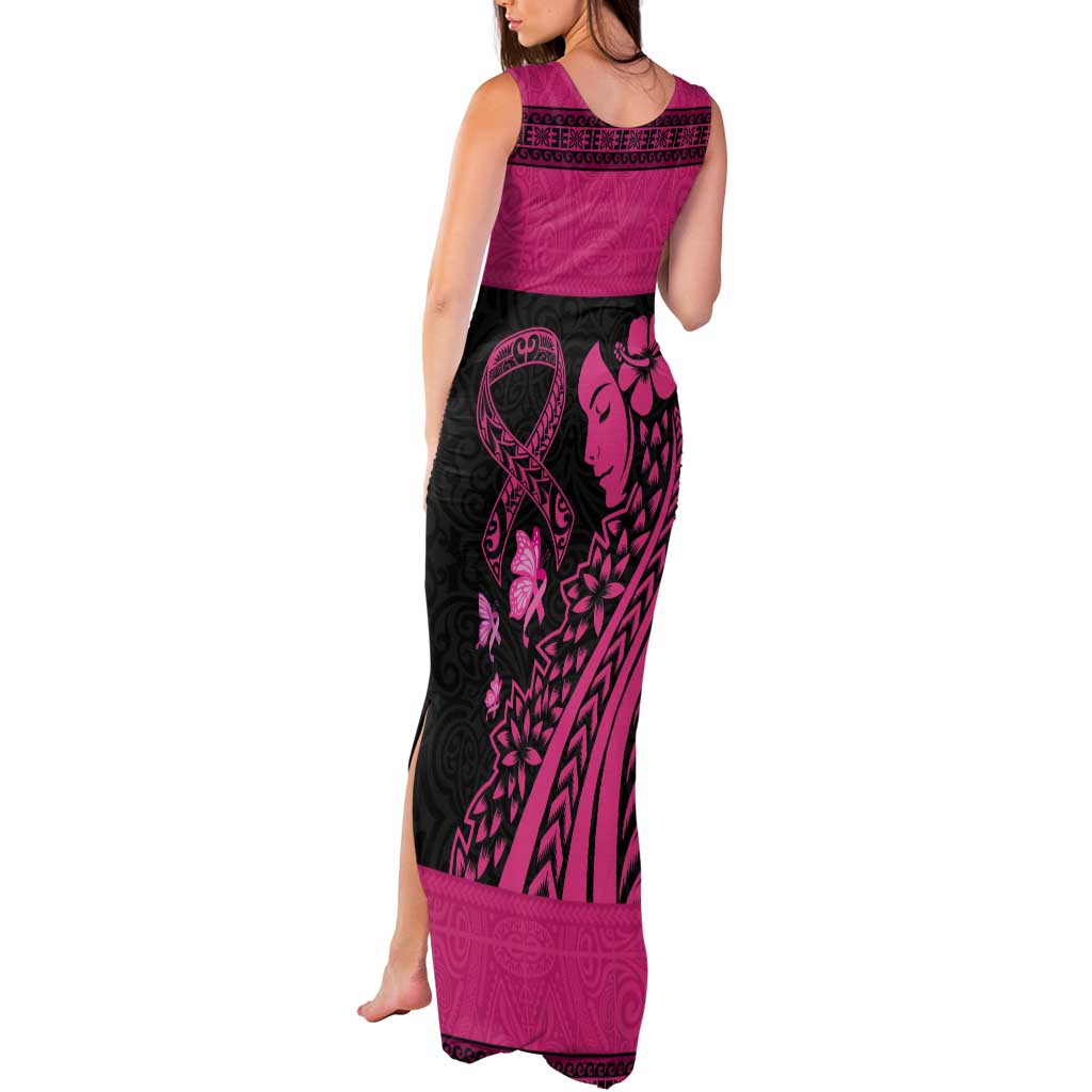 Breast Cancer Awareness Tank Maxi Dress Think Pink Polynesian Ribbon and Butterfly