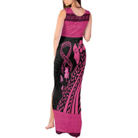 Breast Cancer Awareness Tank Maxi Dress Think Pink Polynesian Ribbon and Butterfly