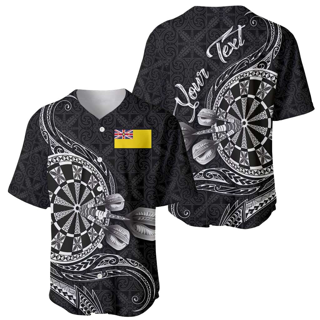 Personalised Niue Darts Masters Baseball Jersey Tribal Hiapo Dartboard - Polynesian Pride