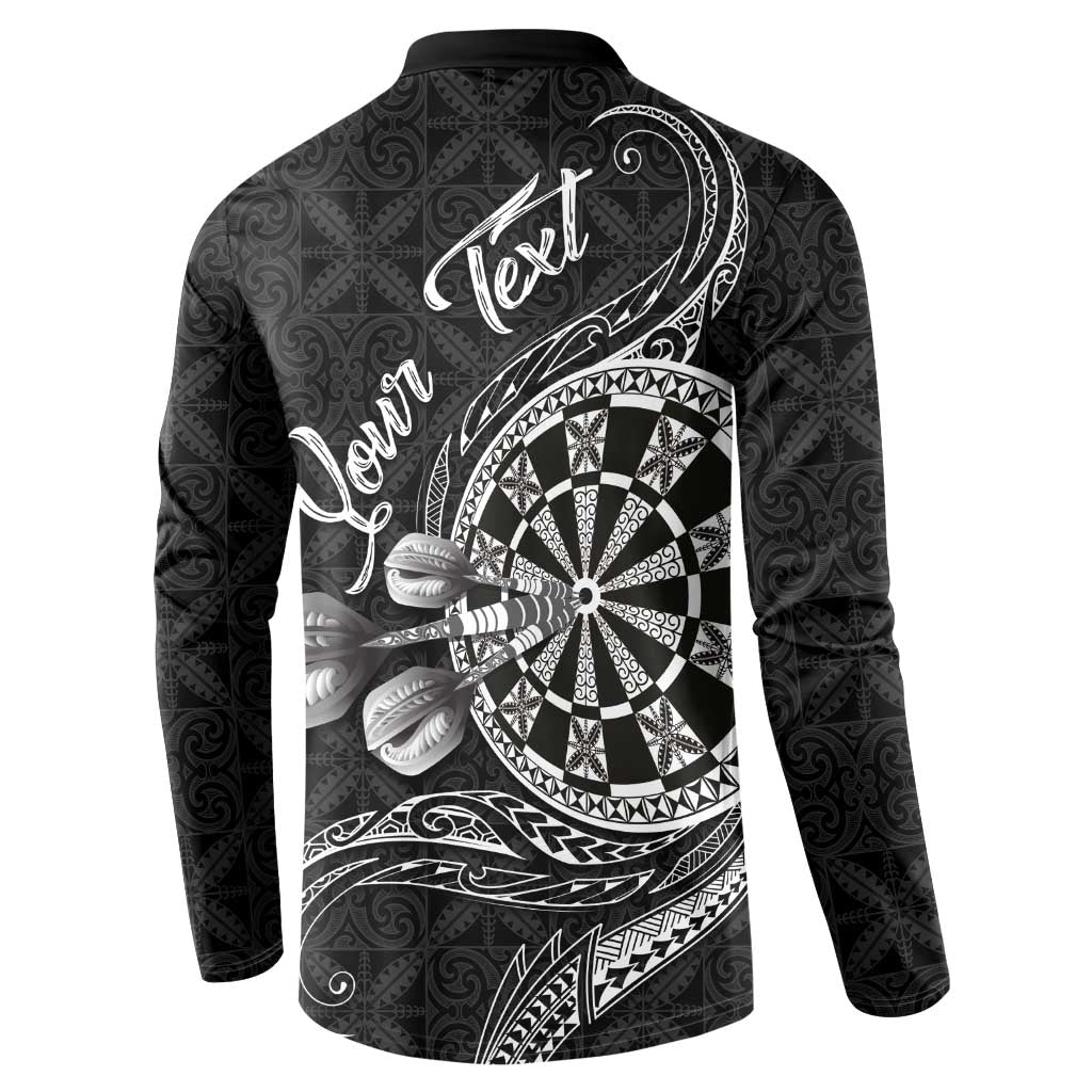 Personalised Niue Darts Masters Button Sweatshirt Tribal Hiapo Dartboard - Polynesian Pride
