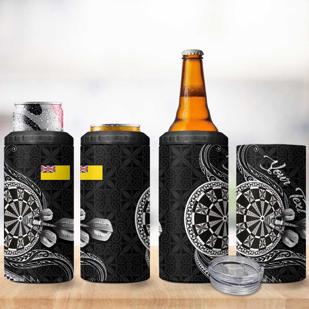 Personalised Niue Darts Masters 4 in 1 Can Cooler Tumbler Tribal Hiapo Dartboard - Polynesian Pride