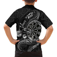 Personalised Niue Darts Masters Family Matching Off Shoulder Short Dress and Hawaiian Shirt Tribal Hiapo Dartboard - Polynesian Pride